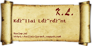 Kállai Lóránt névjegykártya